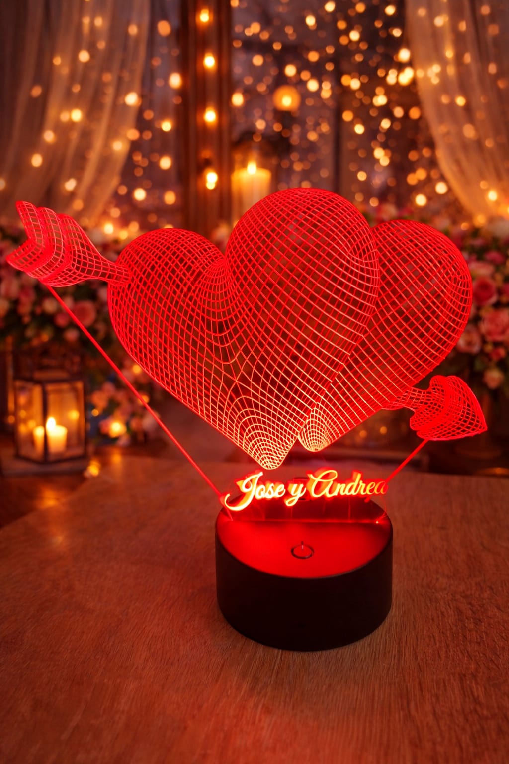 Lámpara Corazón 3D LED Acrílico RGB – Personalizable
