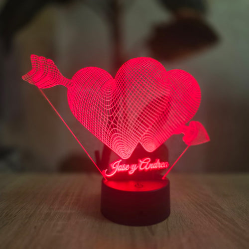 Lámpara Corazón 3D LED Acrílico RGB – Personalizable